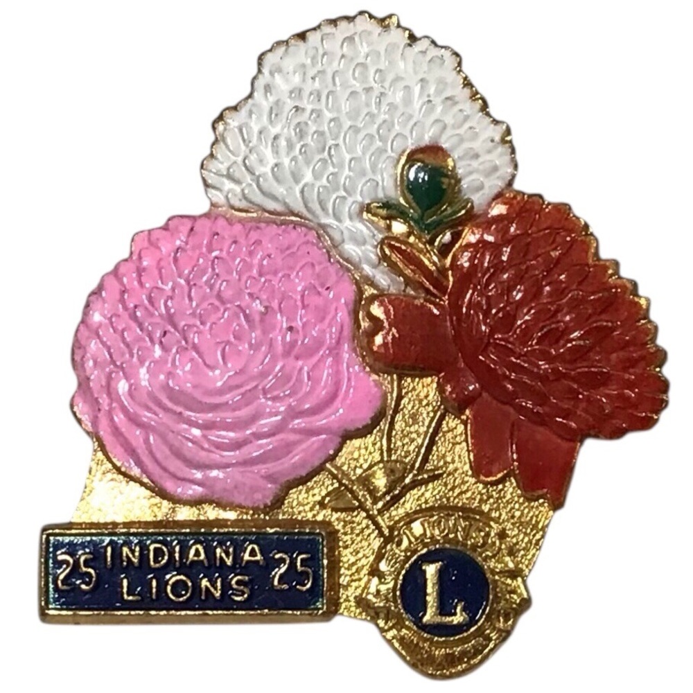 Lions Indiana Tac Pin 25 Pink White Orange Floral Brooch Lapel Hat Jewelry